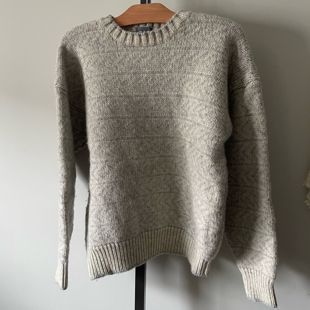 Vintage GAP 100% Wool Crewneck Knit Sweater Chunky Thick Nordic Geometric 90s - Picture 10 of 10